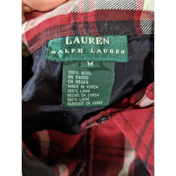 Ralph Lauren Women's Size M Zip Front Red Plaid Wool Shirt New Without Tags - Picture 2 of 6